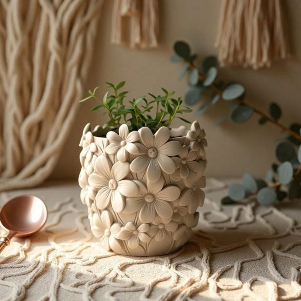 Floral Embossed Jar
